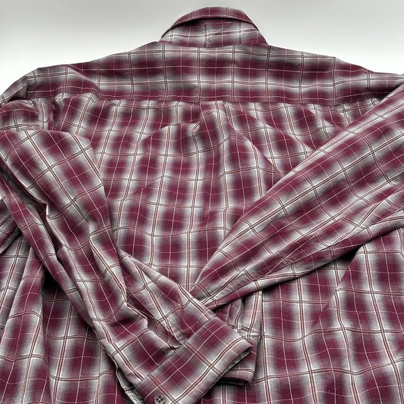 Stetson Shirt Mens 3XL Purple Gray Check Plaid Western Cowboy Flip Cuff - Picture 10 of 11